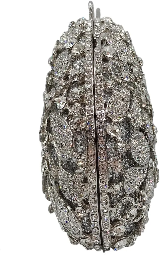 Women Luxury Flower Rhinestone Evening Clutch Bag Hollow Out Bridal Crystal Handbag Party Banquet Wedding Purse