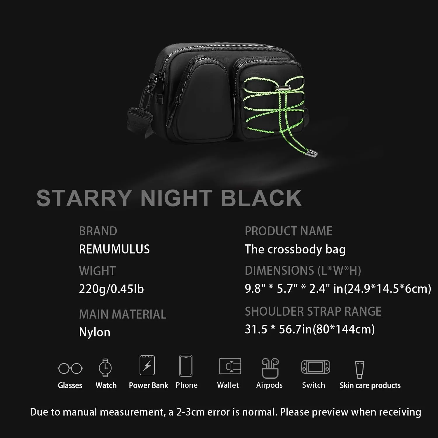 Women Men Small Nylon Sling Bag Crossbody Bag Travel Pocket Portable Hiking Backpack