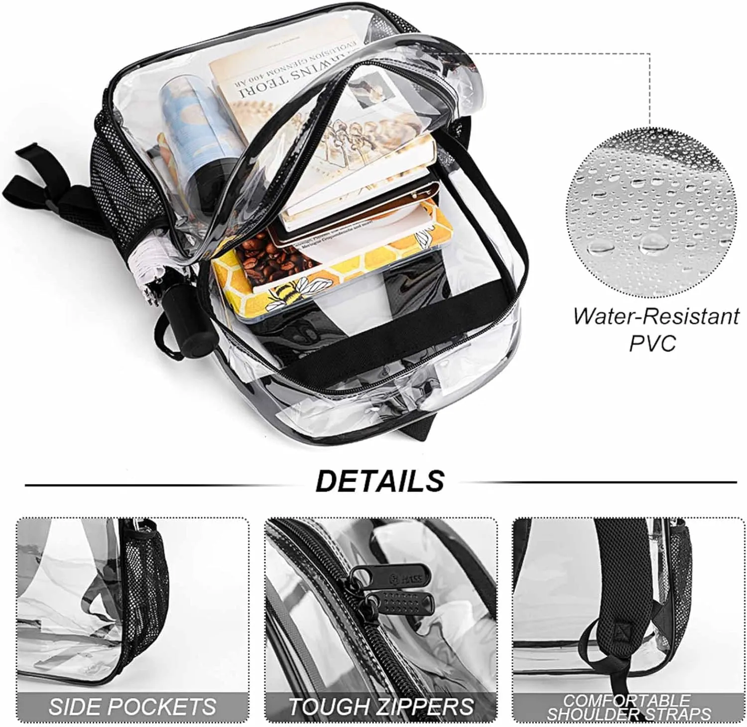 Women Men Transparent Amazing Lighting Blue Fire Flame Wolf Casual Daypack Large Capacity Bookbag With Side Pockets for Sports Picnic Walking Cycling