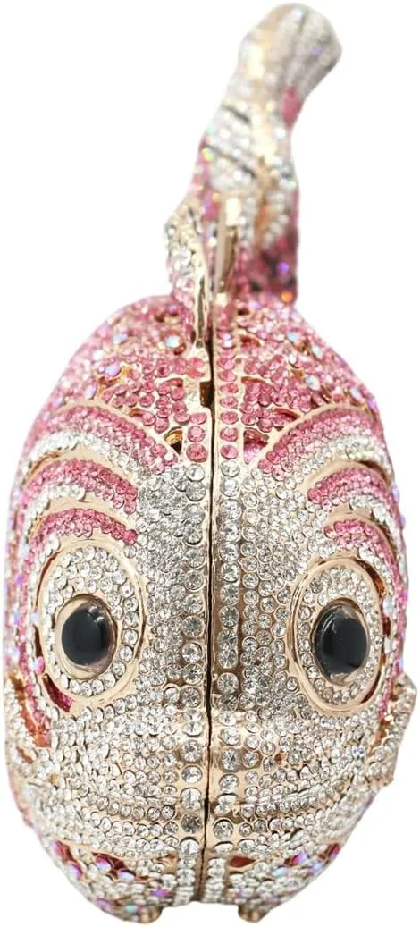 Women Mini Fish Clutch Luxury Rhinestones Purse Sparkling Banquet Handbag Wedding Party Clutch Bag