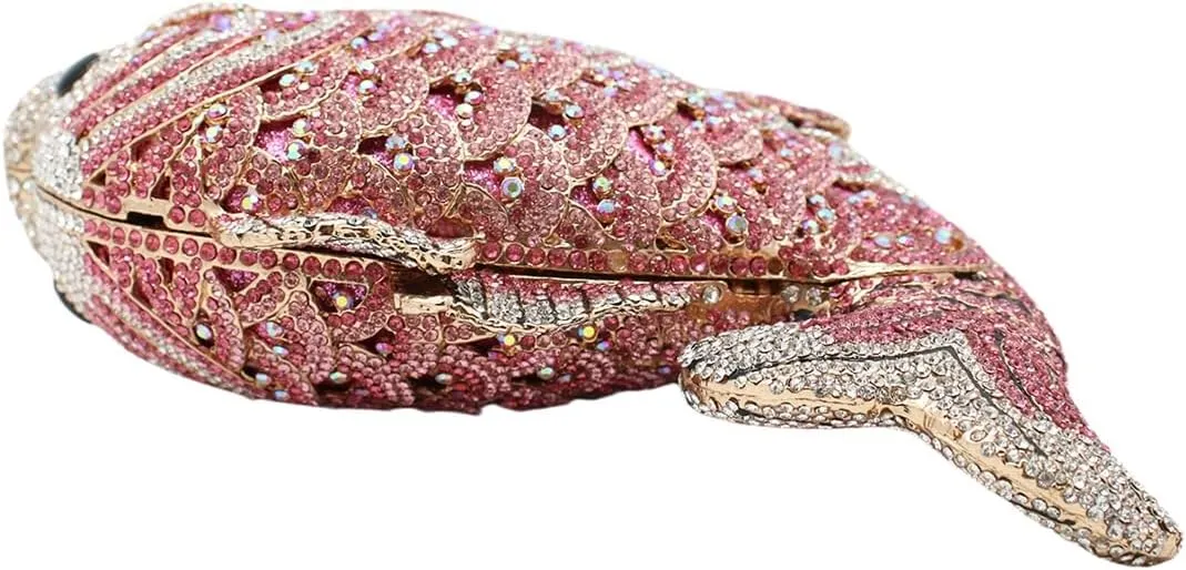 Women Mini Fish Clutch Luxury Rhinestones Purse Sparkling Banquet Handbag Wedding Party Clutch Bag