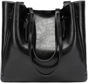 Women Retro Pu Leather Bucket Bag Luxury Lady Single Shoulder Bag Shopping Tote