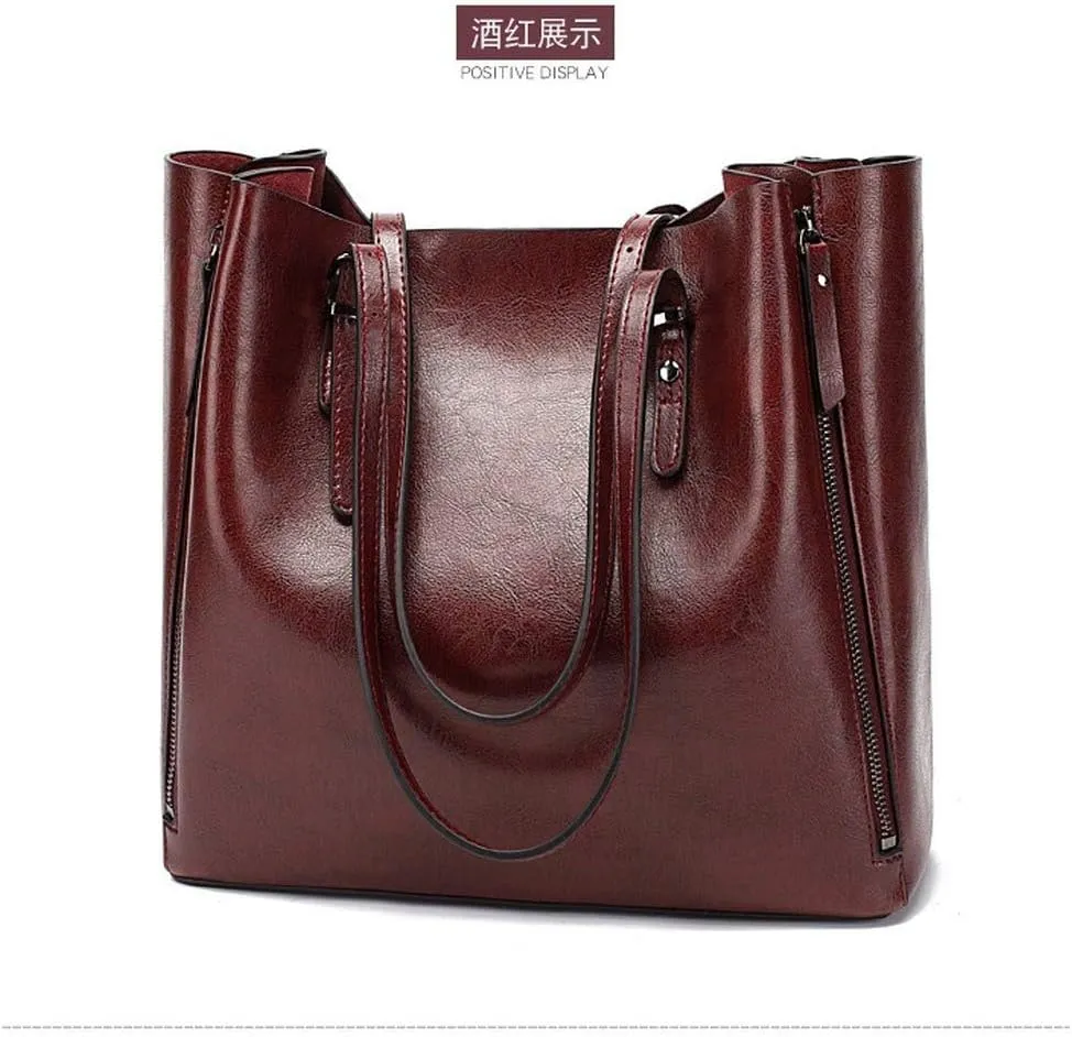 Women Retro Pu Leather Bucket Bag Luxury Lady Single Shoulder Bag Shopping Tote