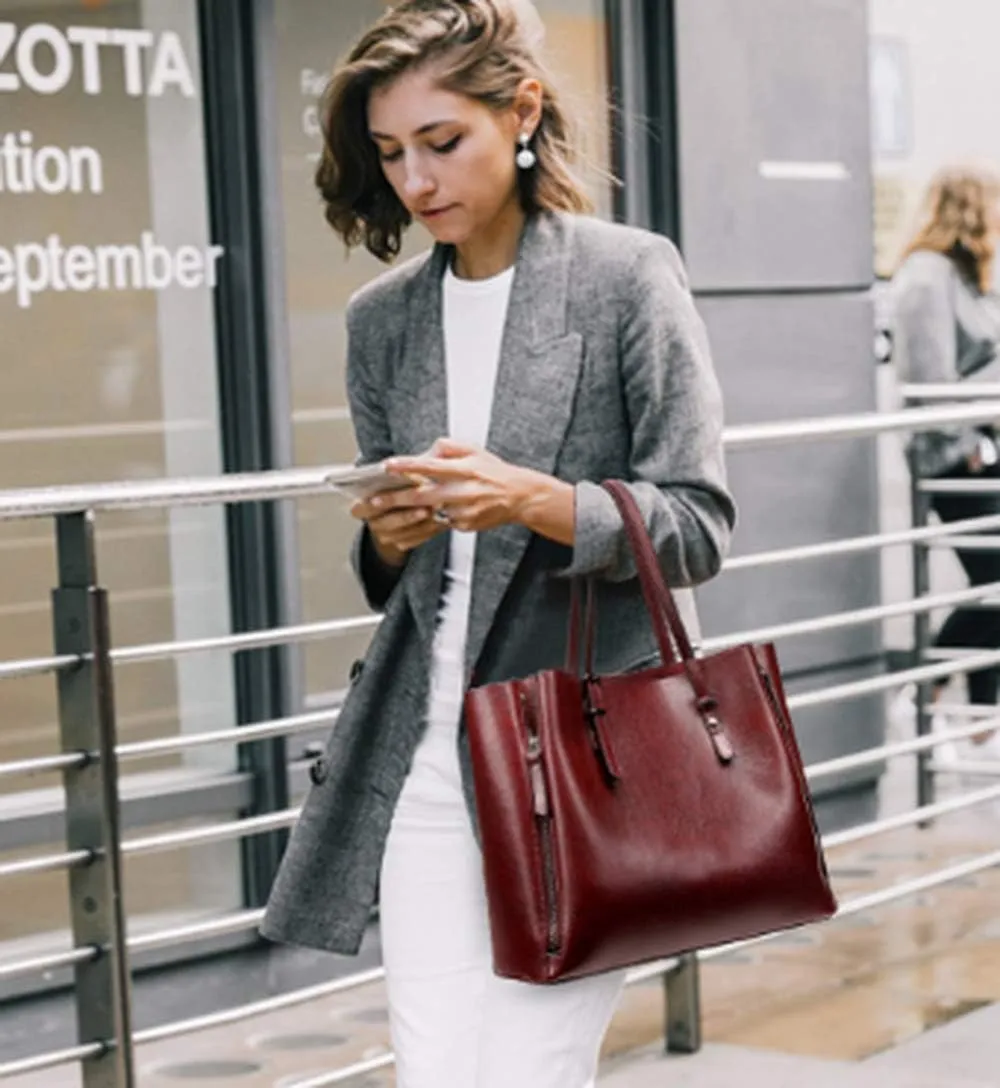 Women Retro Pu Leather Bucket Bag Luxury Lady Single Shoulder Bag Shopping Tote