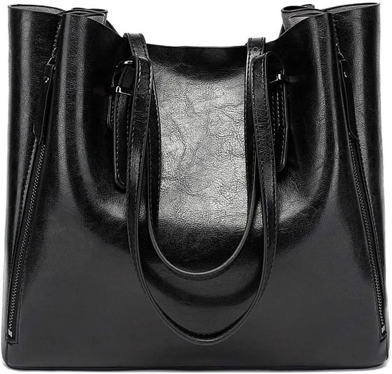Women Retro Pu Leather Bucket Bag Luxury Lady Single Shoulder Bag Shopping Tote
