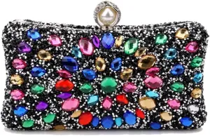 Women Rhinestone Evening Bag Multicolor Clutch Bag Luxury Crystal Handbag Bridal Wedding Purse