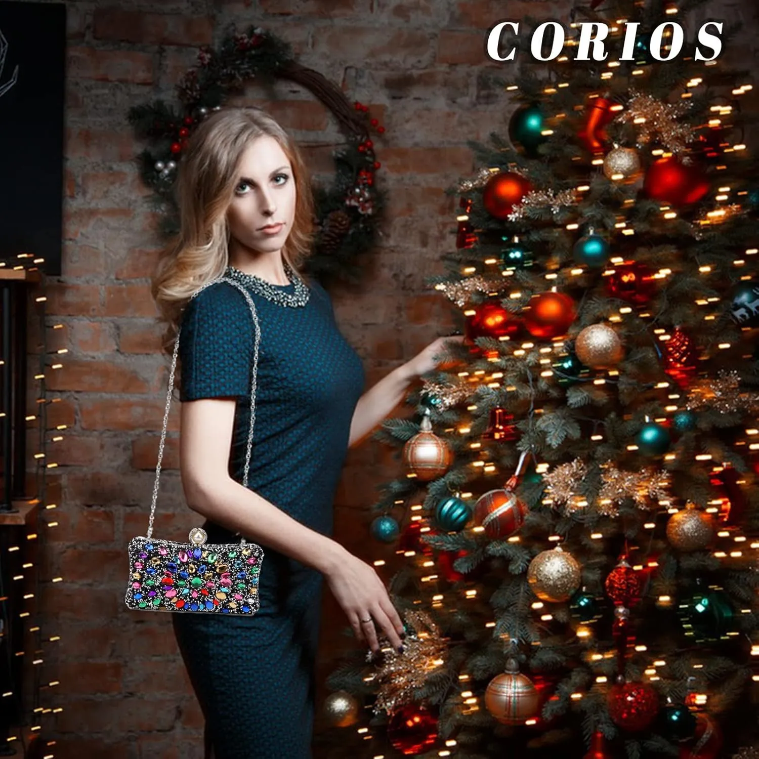 Women Rhinestone Evening Bag Multicolor Clutch Bag Luxury Crystal Handbag Bridal Wedding Purse