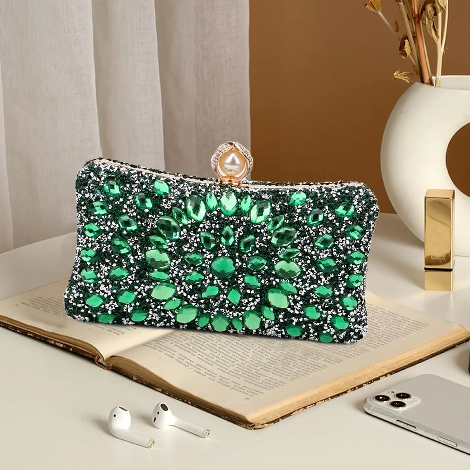 Women Rhinestone Evening Bag Multicolor Clutch Bag Luxury Crystal Handbag Bridal Wedding Purse