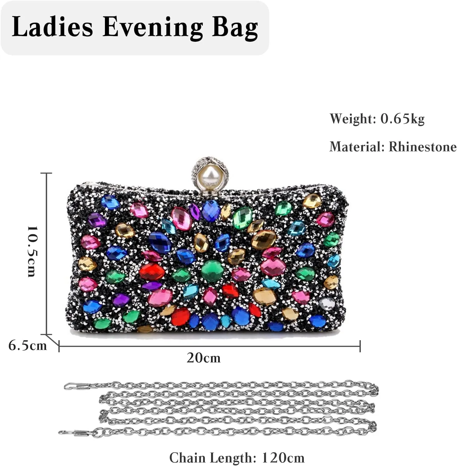 Women Rhinestone Evening Bag Multicolor Clutch Bag Luxury Crystal Handbag Bridal Wedding Purse