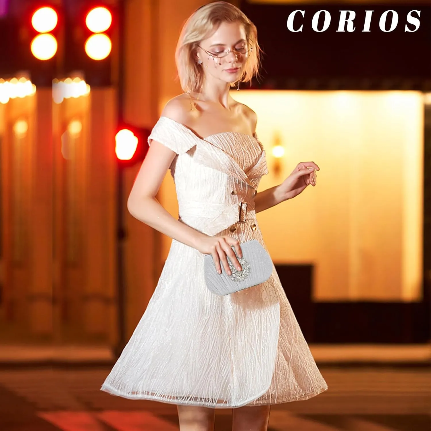 Women Rhinestone Evening Bag Sequin Pleated Clutch Bag Bridal Wedding Purse Crystal Handbag Elegant Shoulder Bag
