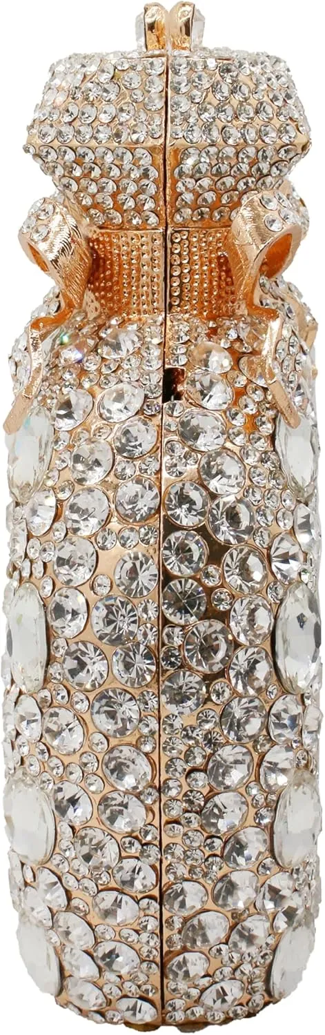 Women Rhinestone Perfume Bottle Clutch Purse Luxury Shell Crystal Evening Bag Cute Diamond Wedding Party Handbag