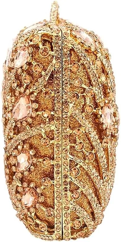 Women Sparkling Rhinestone Clutch Purse Seaweed Crystal Evening Bag Wedding Handbag Shoulder Bag for Prom Party