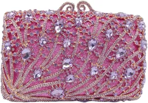 Women Sparkling Rhinestone Clutch Purse Seaweed Crystal Evening Bag Wedding Handbag Shoulder Bag for Prom Party
