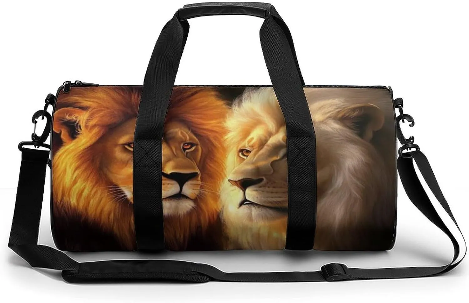 Women Sport Gym Duffle Bag, Portable Overnight Weekender Handbag Yellow Lion Animal King Yoga Bags with Wet Pocket for Fitness Travel