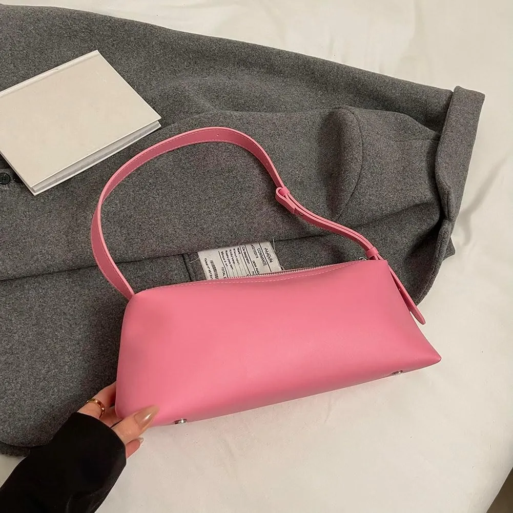 Women Trendy Shoulder Bag PU Leather Y2k Underarm Bag Adjustable Strap Cool Girl Belt Buckle Bag Shopping Travel Par