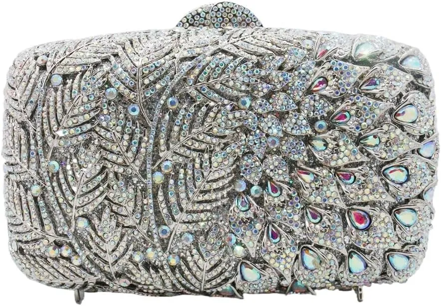 Women Vine Evening Handbag Sparkling Rhinestone Leaf Pattern Clutch Elegant Purse Bag for Party Wedding Banquet