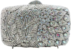 Women Vine Evening Handbag Sparkling Rhinestone Leaf Pattern Clutch Elegant Purse Bag for Party Wedding Banquet