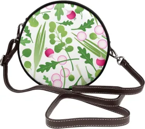 Women Vintage Style Faux Leather Crossbody Shoulder Bag, Ladies Purse Satchel Bag Circle Crossbody Bags for Women