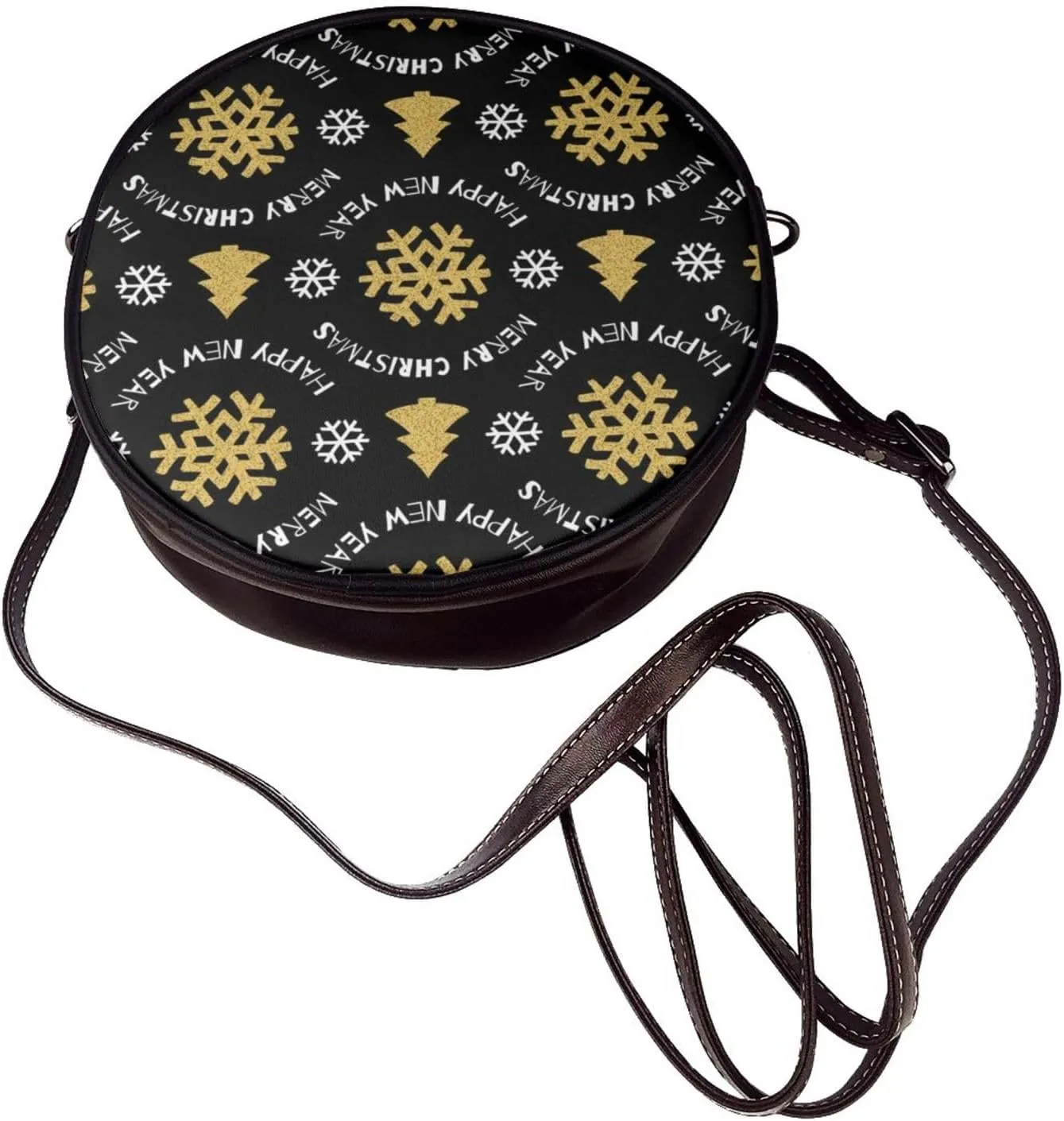 Women Vintage Style Faux Leather Crossbody Shoulder Bag, Ladies Purse Satchel Bag Circle Crossbody Bags for Women