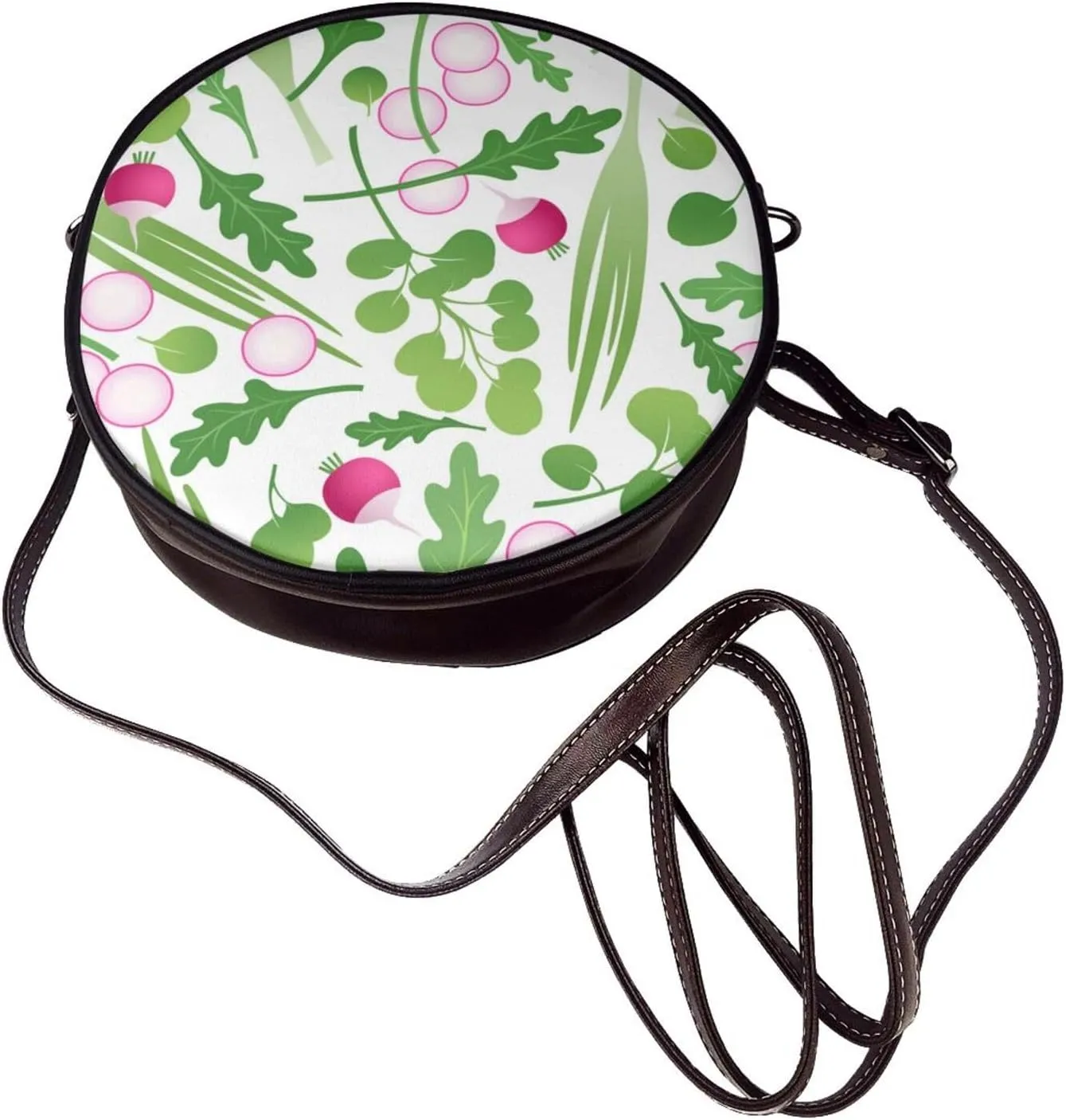 Women Vintage Style Faux Leather Crossbody Shoulder Bag, Ladies Purse Satchel Bag Circle Crossbody Bags for Women