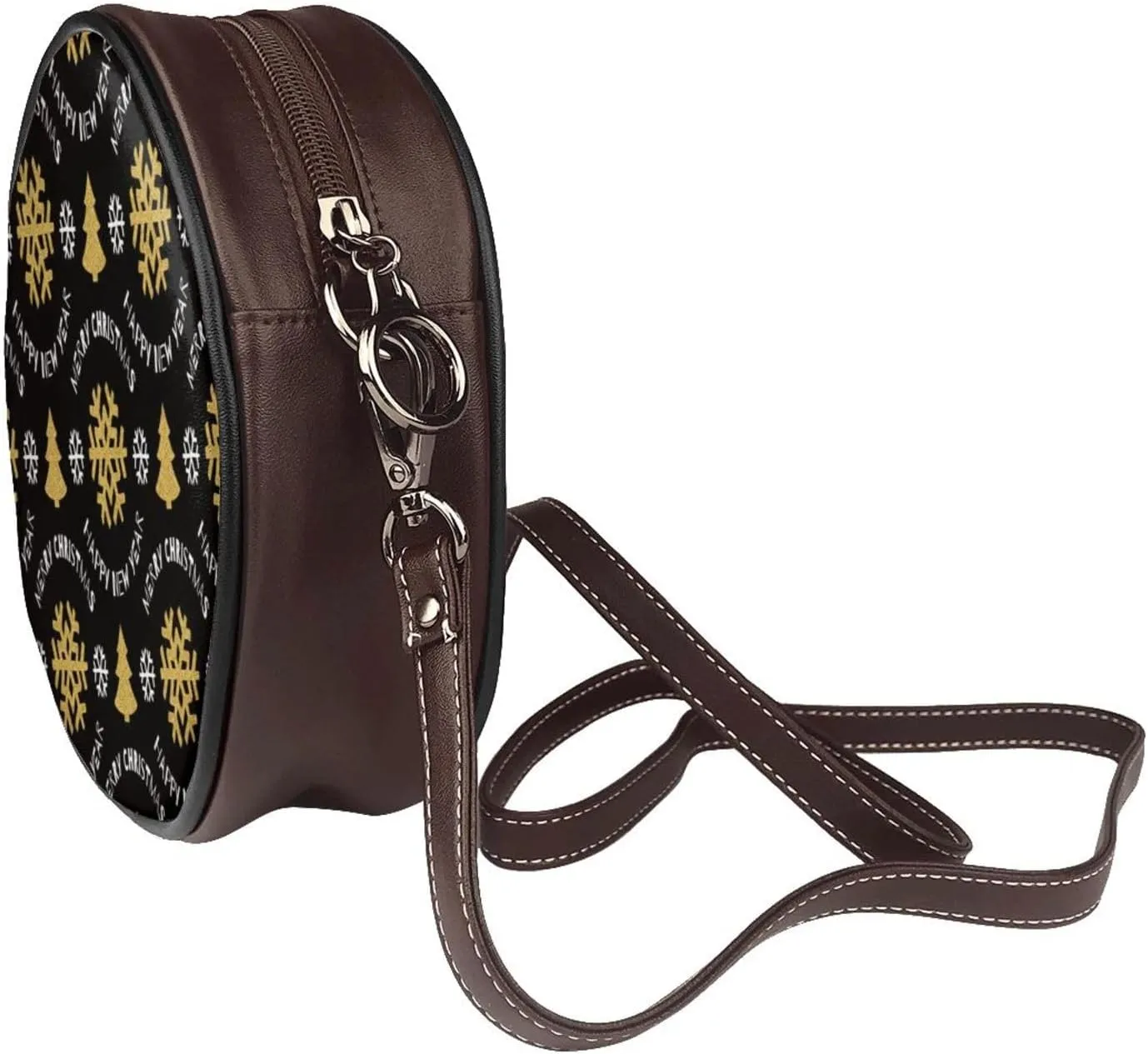 Women Vintage Style Faux Leather Crossbody Shoulder Bag, Ladies Purse Satchel Bag Circle Crossbody Bags for Women