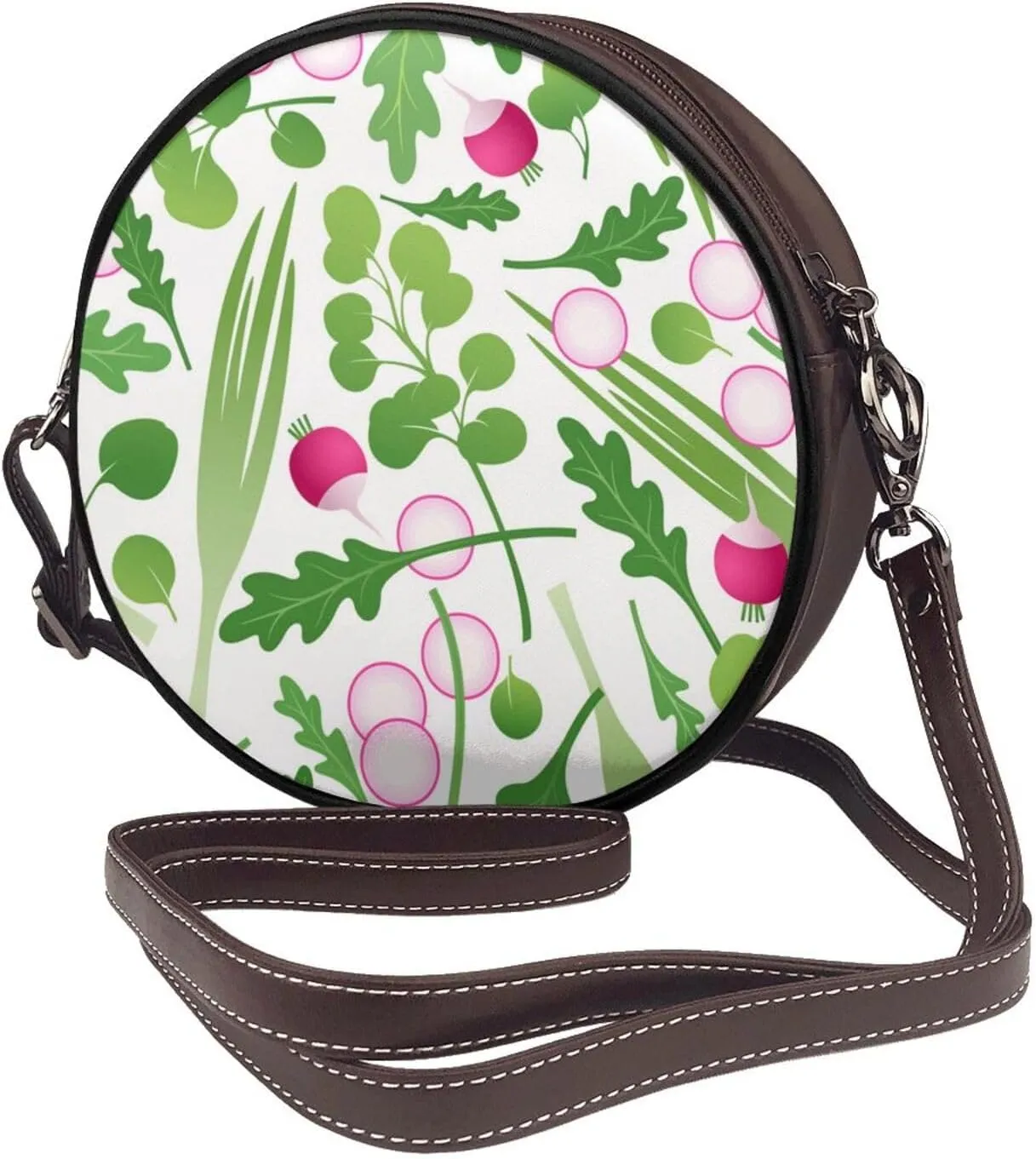 Women Vintage Style Faux Leather Crossbody Shoulder Bag, Ladies Purse Satchel Bag Circle Crossbody Bags for Women