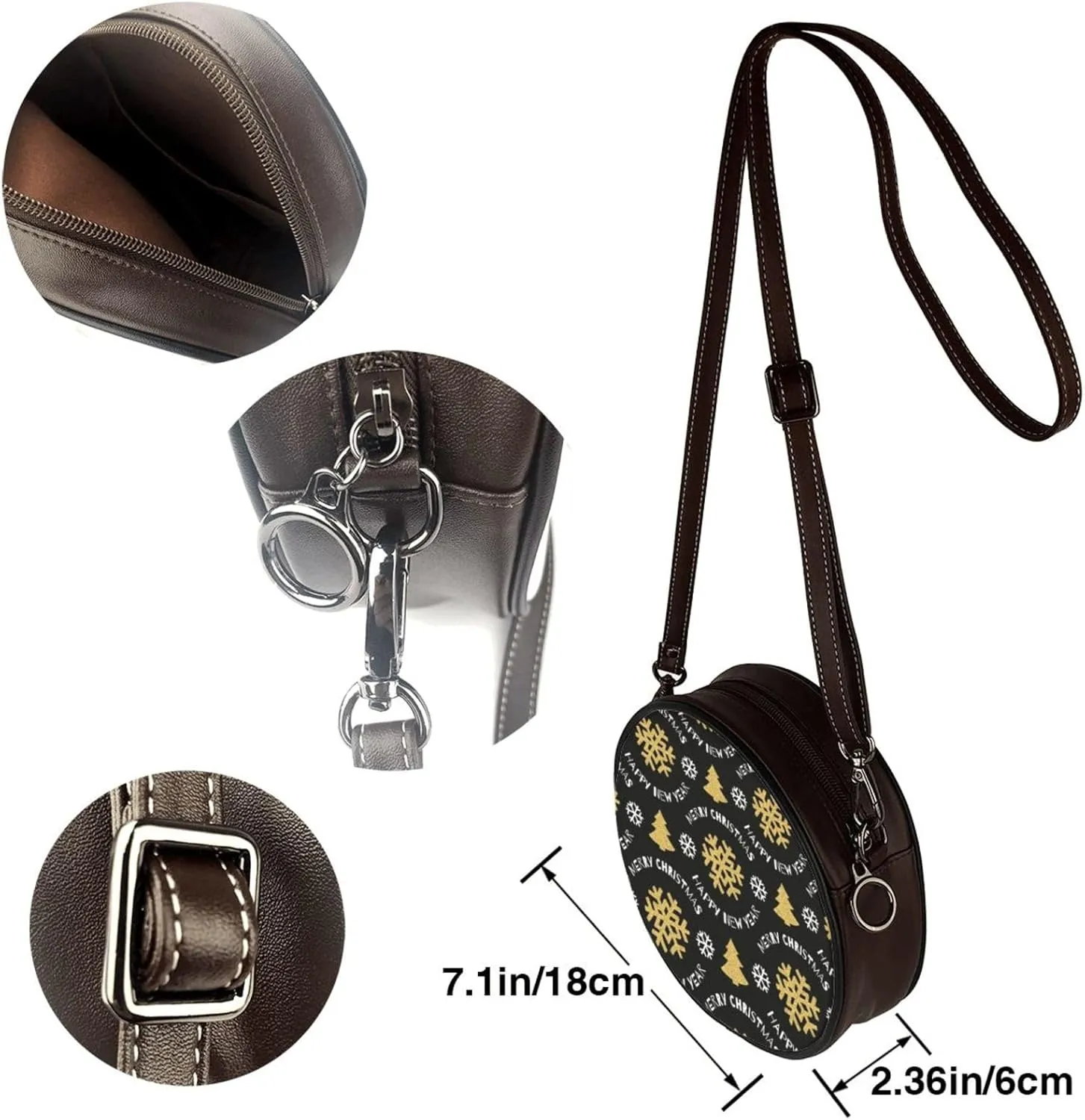 Women Vintage Style Faux Leather Crossbody Shoulder Bag, Ladies Purse Satchel Bag Circle Crossbody Bags for Women