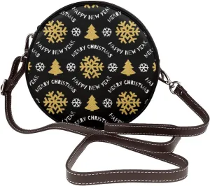 Women Vintage Style Faux Leather Crossbody Shoulder Bag, Ladies Purse Satchel Bag Circle Crossbody Bags for Women