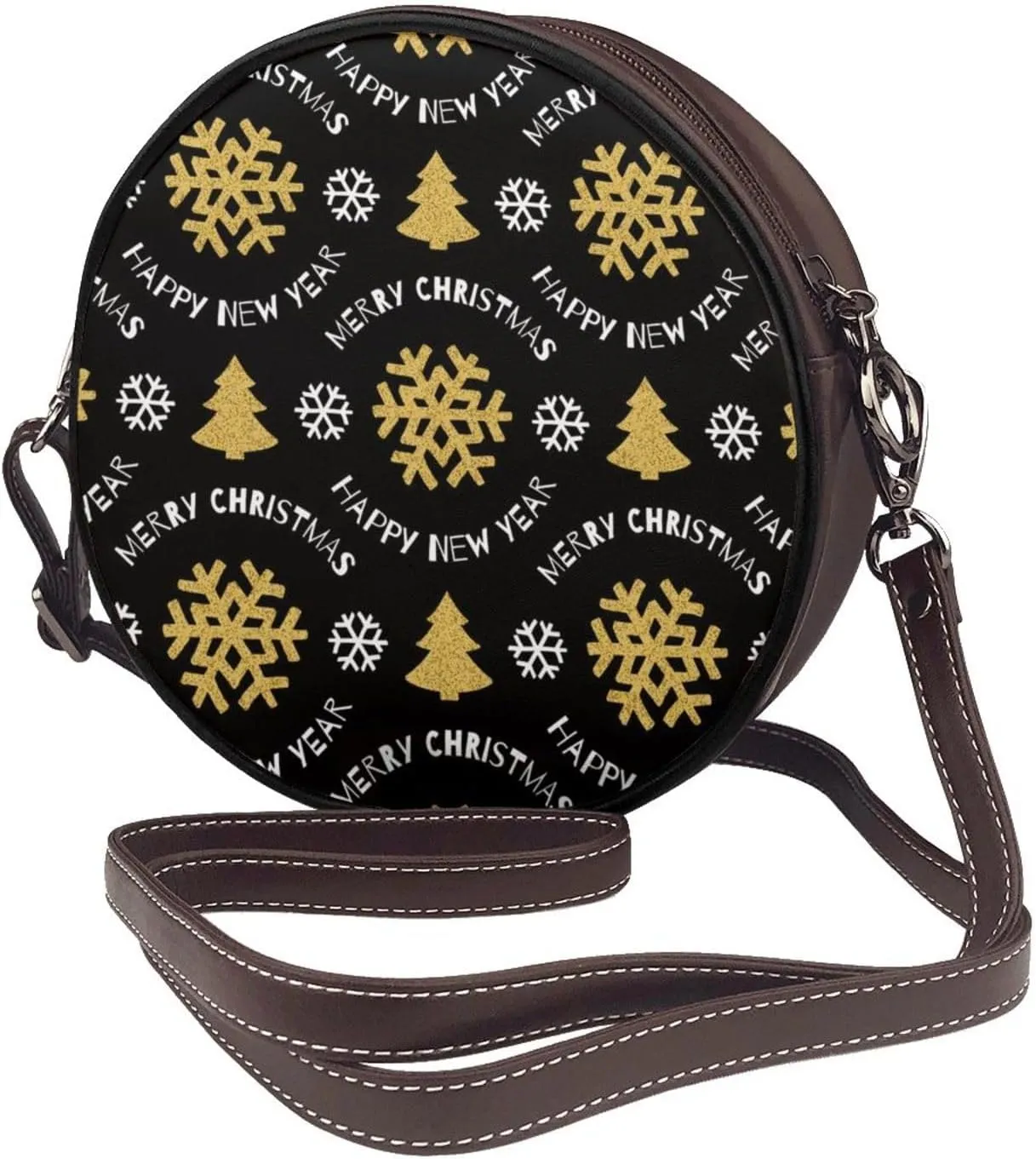 Women Vintage Style Faux Leather Crossbody Shoulder Bag, Ladies Purse Satchel Bag Circle Crossbody Bags for Women