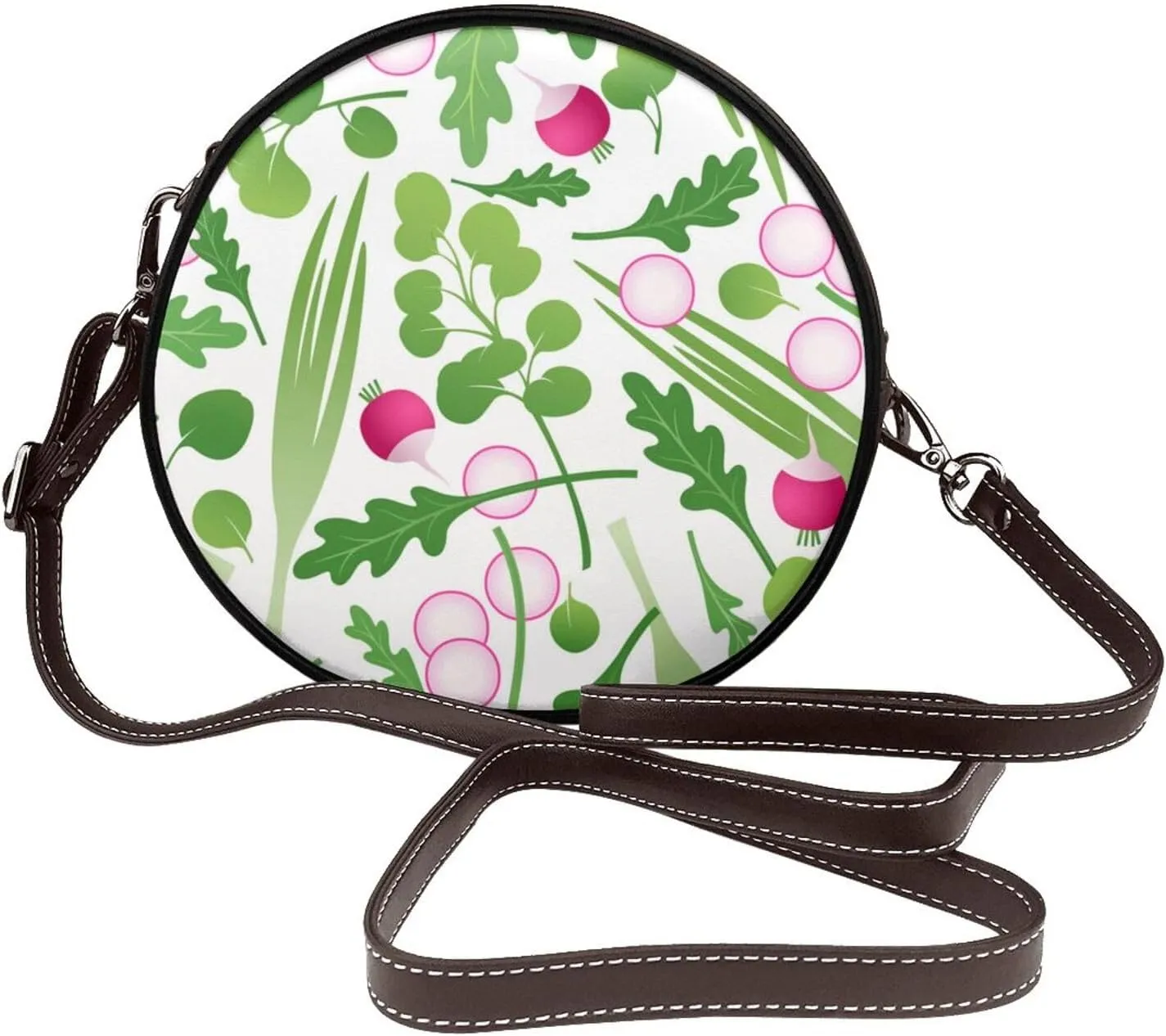 Women Vintage Style Faux Leather Crossbody Shoulder Bag, Ladies Purse Satchel Bag Circle Crossbody Bags for Women