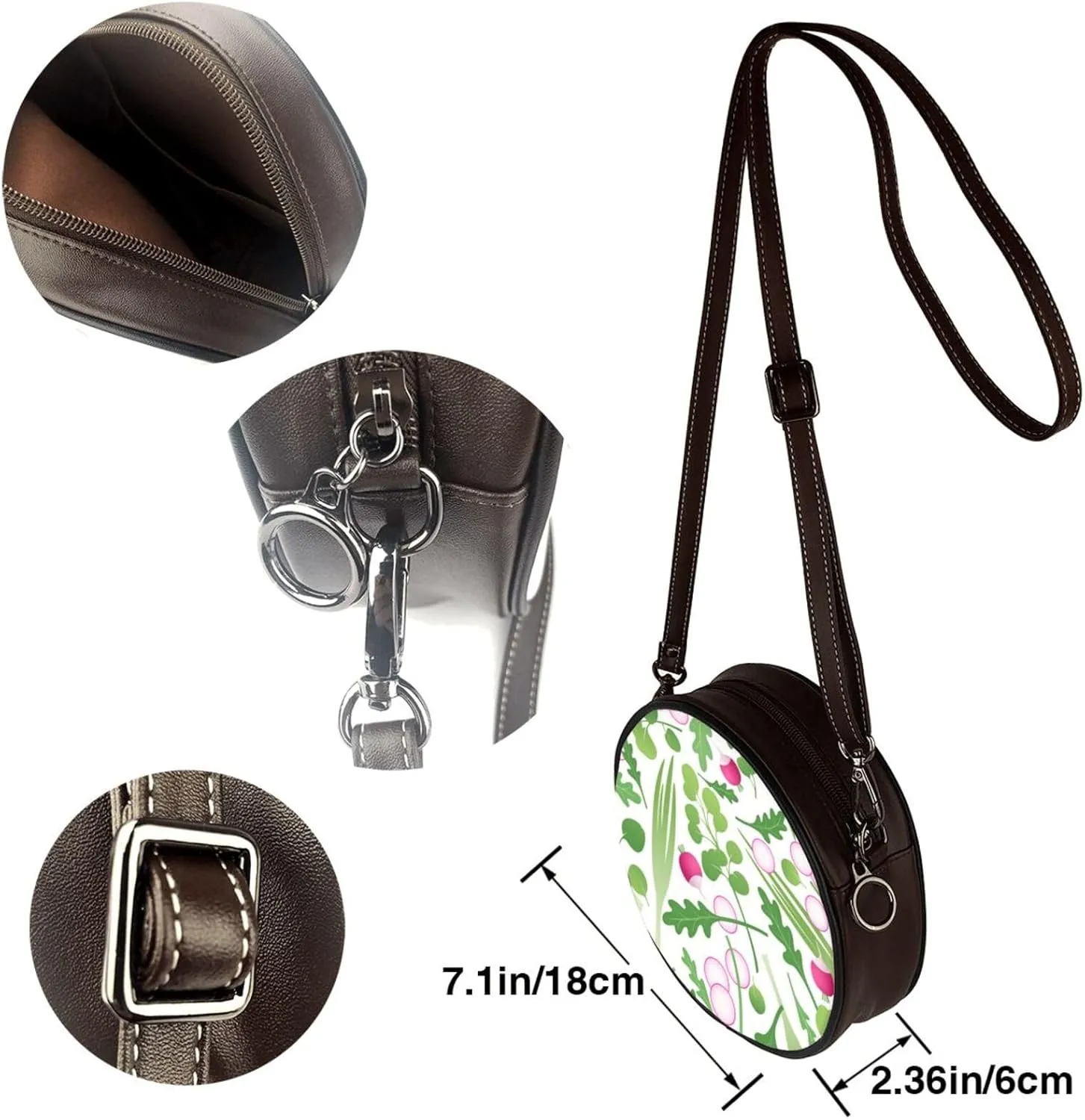 Women Vintage Style Faux Leather Crossbody Shoulder Bag, Ladies Purse Satchel Bag Circle Crossbody Bags for Women