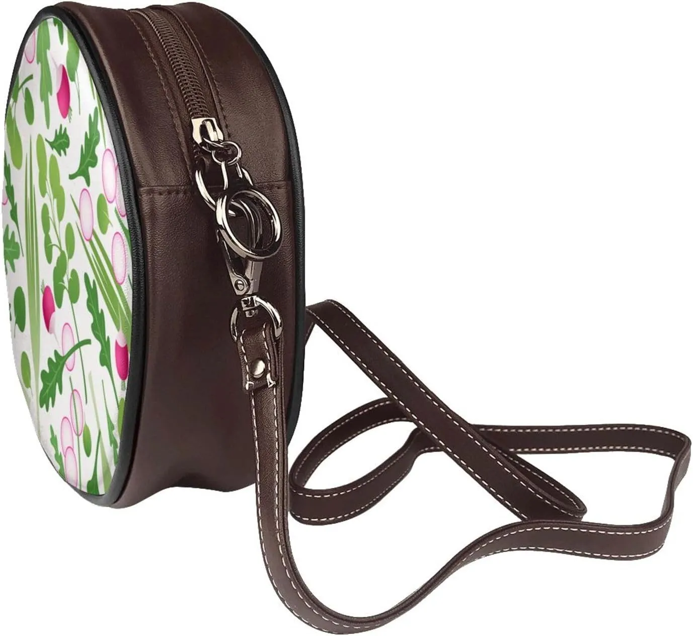 Women Vintage Style Faux Leather Crossbody Shoulder Bag, Ladies Purse Satchel Bag Circle Crossbody Bags for Women