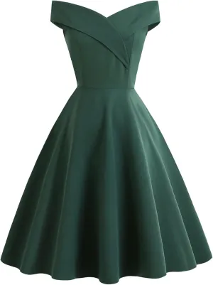 Women's 50s Cocktail Dress Vintage Off Shoulder Elegant High Waist A-line Evening Party Dresses Audrey Hepburn Dress