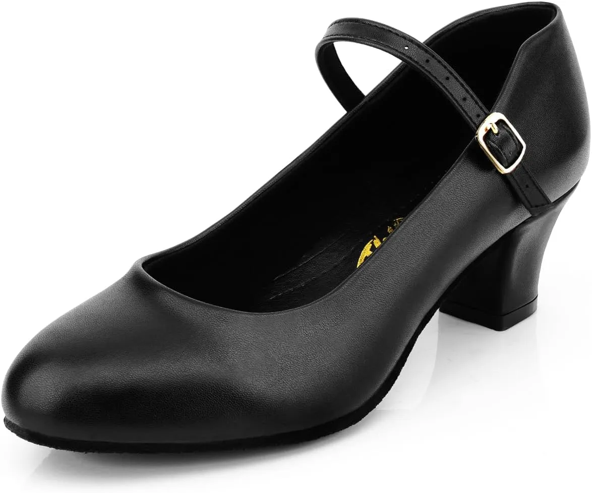 Womens Black Latin Salsa Character Shoes Ballroom Dance Heels Prom Wedding Shoes Dress Pump