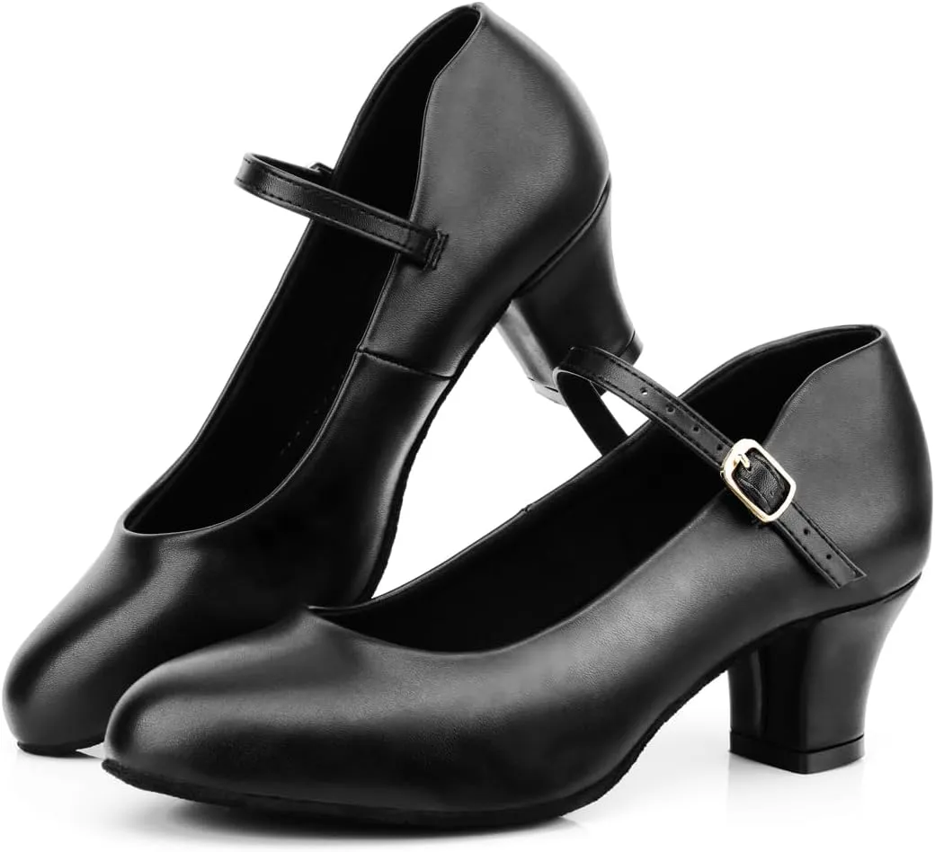 Womens Black Latin Salsa Character Shoes Ballroom Dance Heels Prom Wedding Shoes Dress Pump