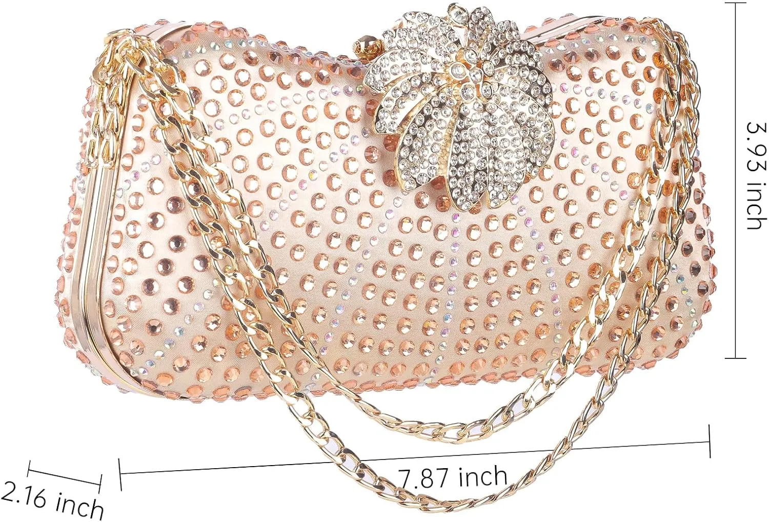 Women's Crystal Evening Clutch Purse Rhinestone Flower Clasp Wedding Handbag