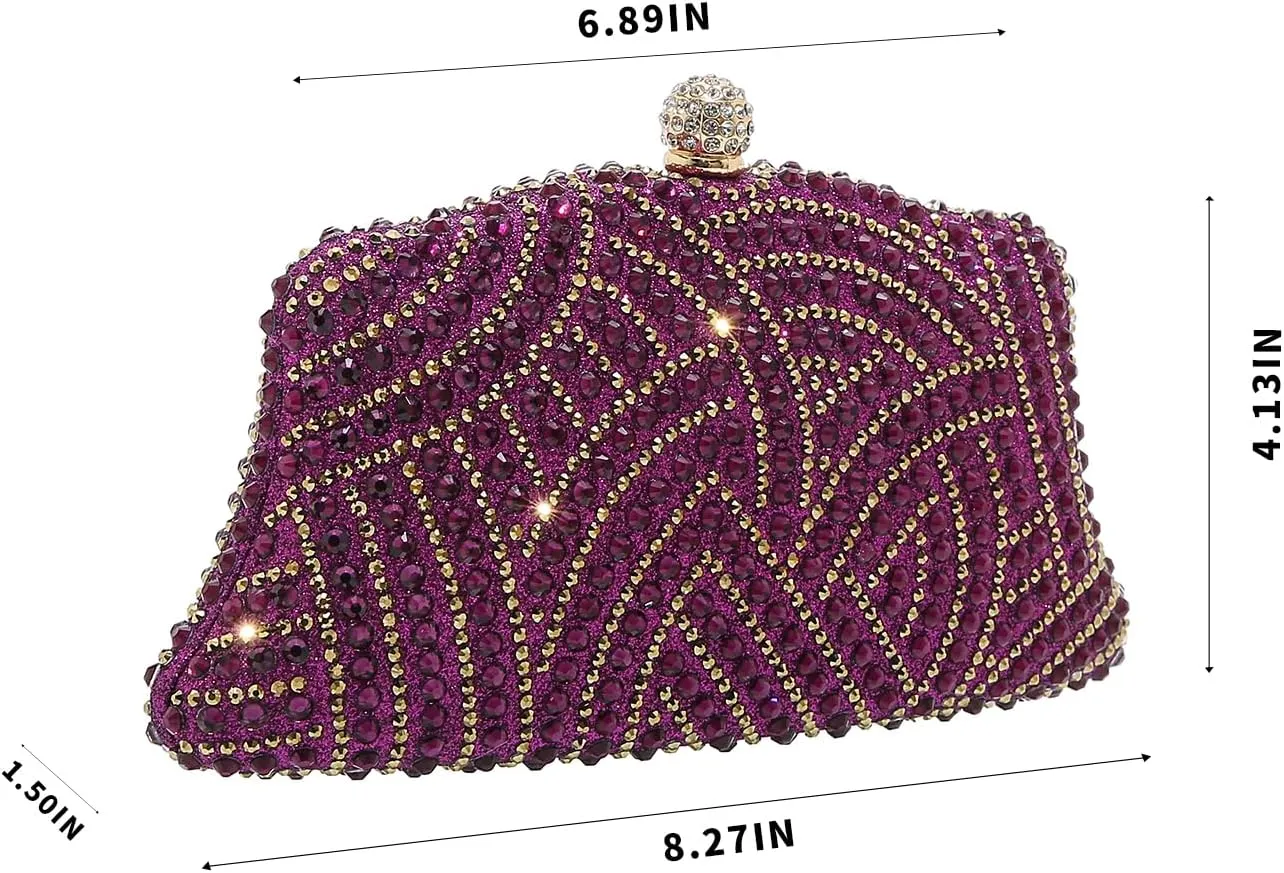 Women's Crystal Rhinestone Bridal Clutch Purse Elegant Formal Evening Party Wedding Bag