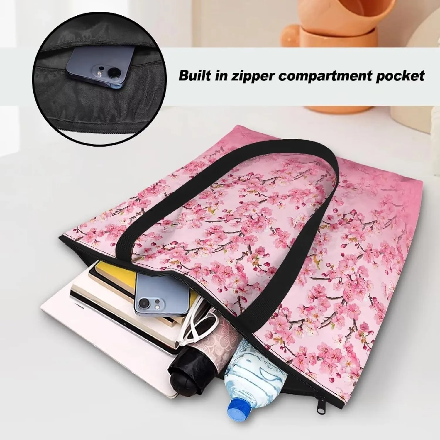 Women’s Dupont Paper Tote Bag Waterproof Shoulder Purse Shopping Grocery Reusable Handbag with Inner Zipper Pocket
