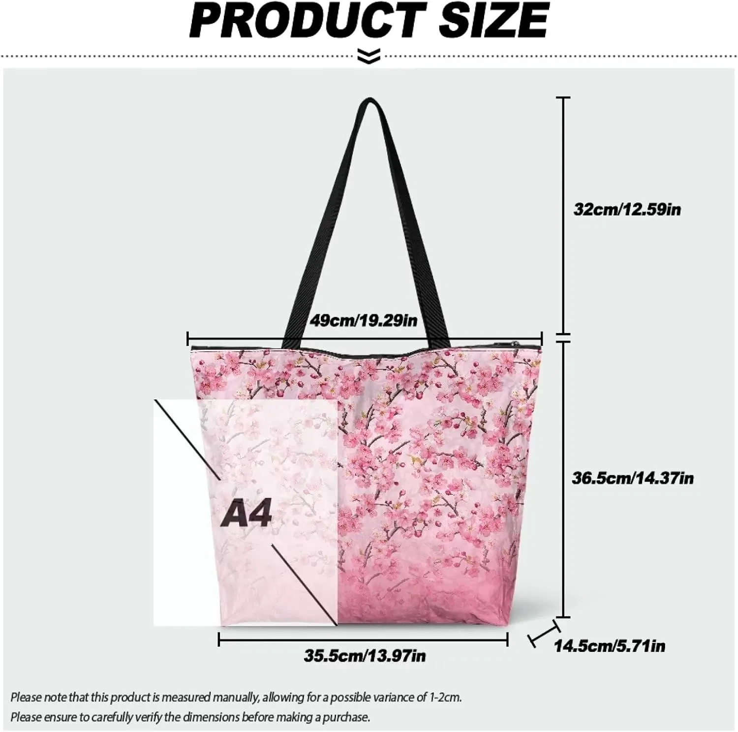 Women’s Dupont Paper Tote Bag Waterproof Shoulder Purse Shopping Grocery Reusable Handbag with Inner Zipper Pocket