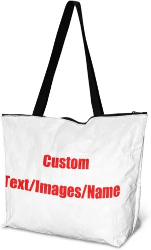 Women’s Dupont Paper Tote Bag Waterproof Shoulder Purse Shopping Grocery Reusable Handbag with Inner Zipper Pocket