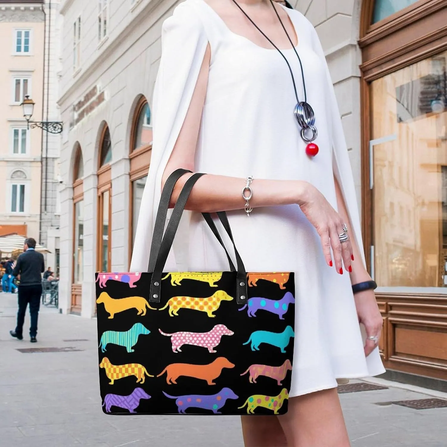 Women's Elegant Leather Handbag Unisex Leather Tote Bag Lightweight Handbag