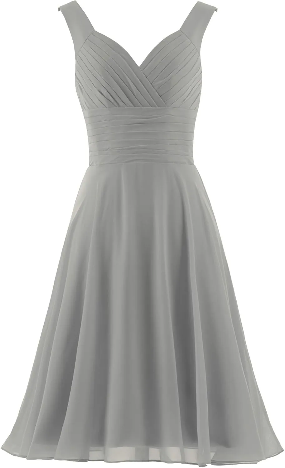 Women's Elegant V-Neck Chiffon Bridesmaid Dresses Short Cocktail Party Dress