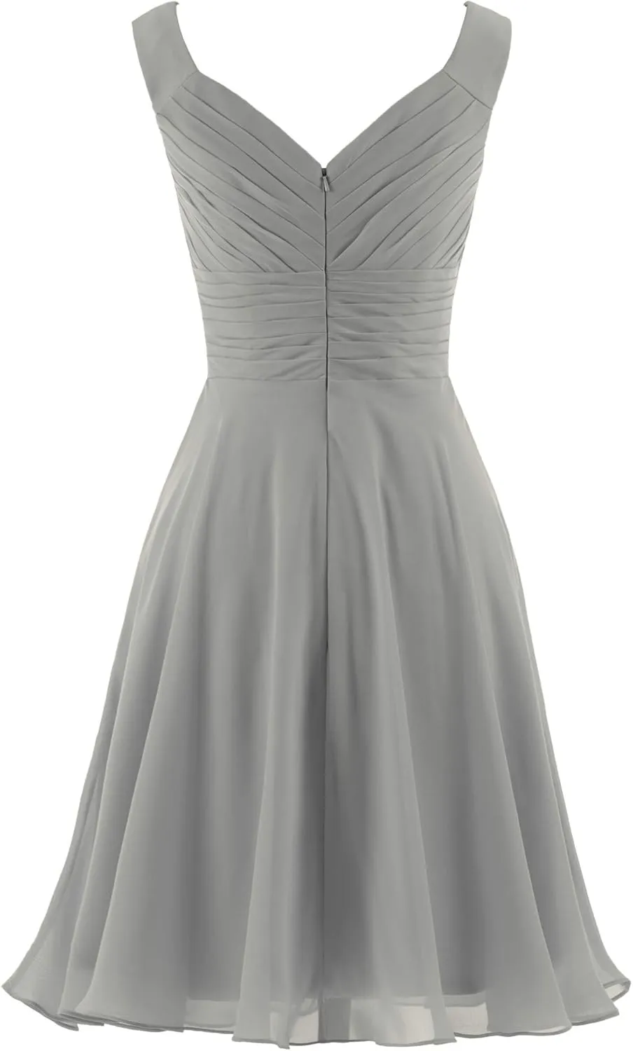 Women's Elegant V-Neck Chiffon Bridesmaid Dresses Short Cocktail Party Dress