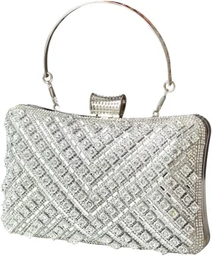 Women's Evening Bag Rhinestone Clutch Bag Bridal Wedding Purse Bling Crystal Shoulder Bag with Detachable Chain