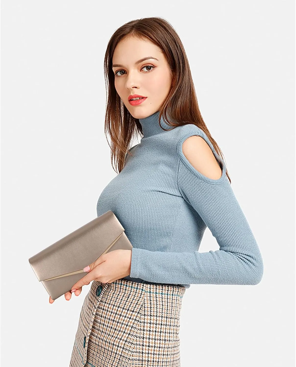 Women’s Evening Handbag Vegan Leather Ladies Envelope Clutch Classic Elegant Purse Bags