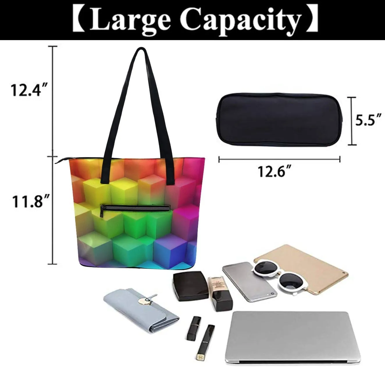 Women's Fashion Tote Bag, Large Capacity Lightweight Handbag, Shopping Bags with Compartment