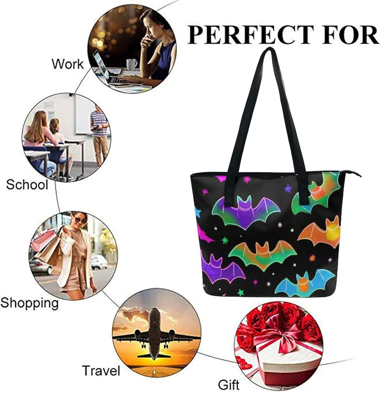 Women's Fashion Tote Bag, Large Capacity Lightweight Handbag, Shopping Bags with Compartment