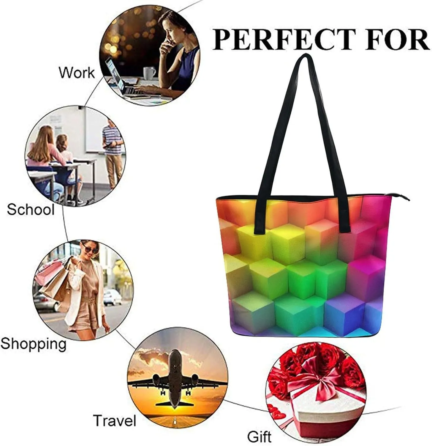 Women's Fashion Tote Bag, Large Capacity Lightweight Handbag, Shopping Bags with Compartment