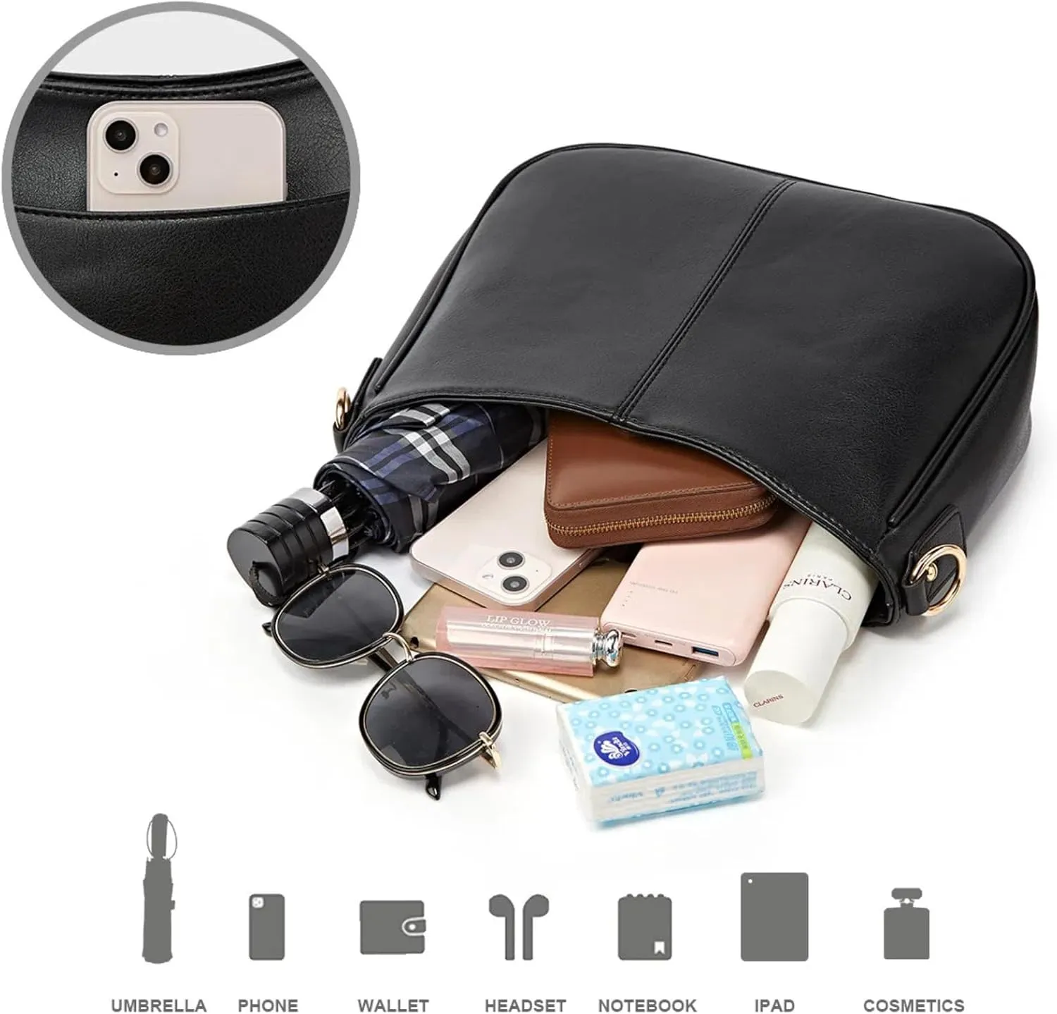 Women's handbag AAAA  PU leather shoulder Handbags Large capacity handbag wrinkle resistant modern fashion…