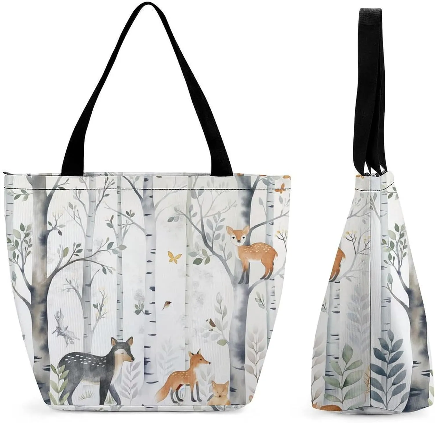 Women's Handbags Birch Tree Deers Shopping Bag Leather Tote Bag Satchel Bags